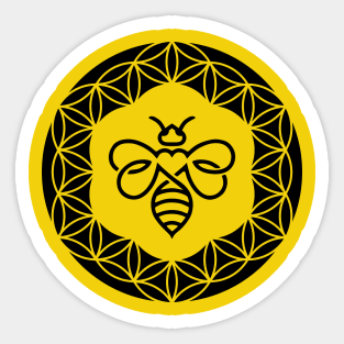 Bee with Heart - Flower of Life #2 Sticker